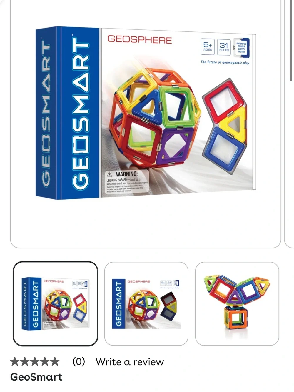 GeoSmart GeoSphere 31-Piece Magnetic Building Set with Spinner Base